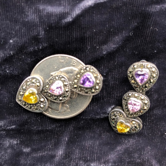 Silver marcasite earrings - Picture 8 of 8